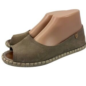 Verbenas Cruz Womens 39 US‎ 8.5 Stone Taupe Suede Espadrille Peep Toe Spain